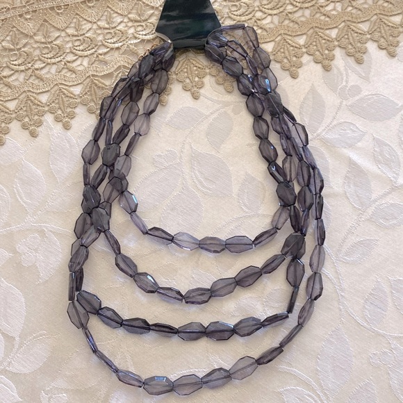 Pearl Luster plated glass clear bead 4 strands polygon gray 14-16-18-22 long - Picture 10 of 12